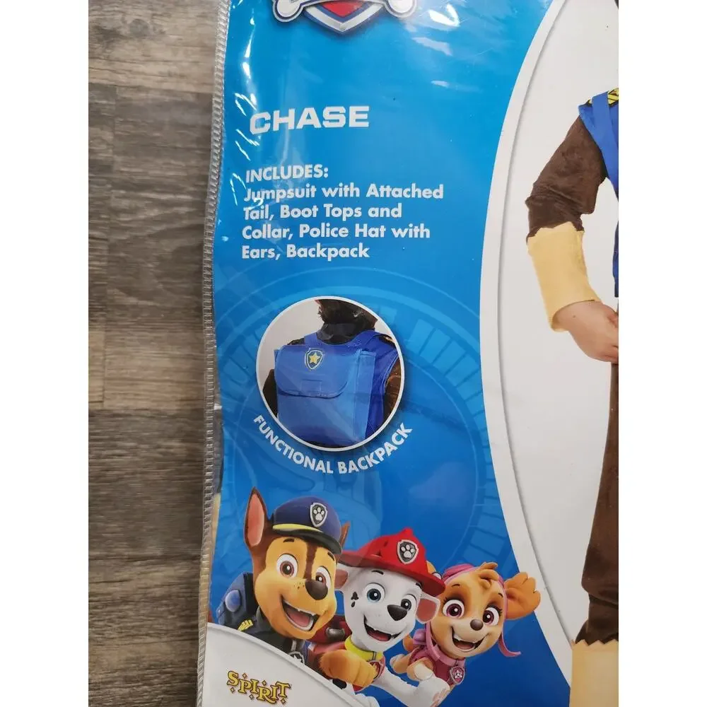 Spirit Halloween Toddler Chase Deluxe Costume PAW Patrol Size 2T Extra Chase Bag